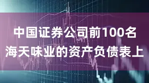 中国证券公司前100名海天味业的资产负债表上