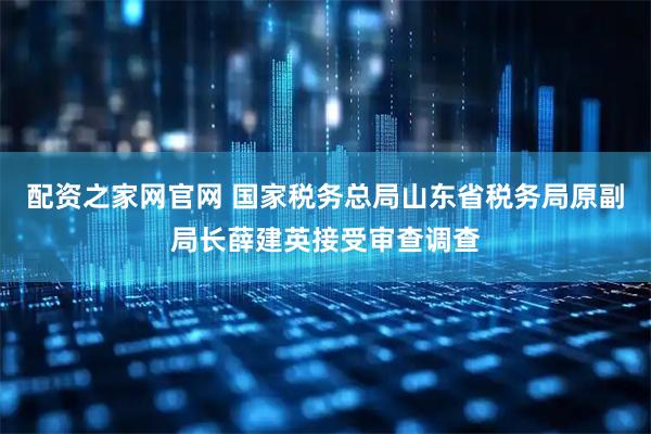 配资之家网官网 国家税务总局山东省税务局原副局长薛建英接受审查调查